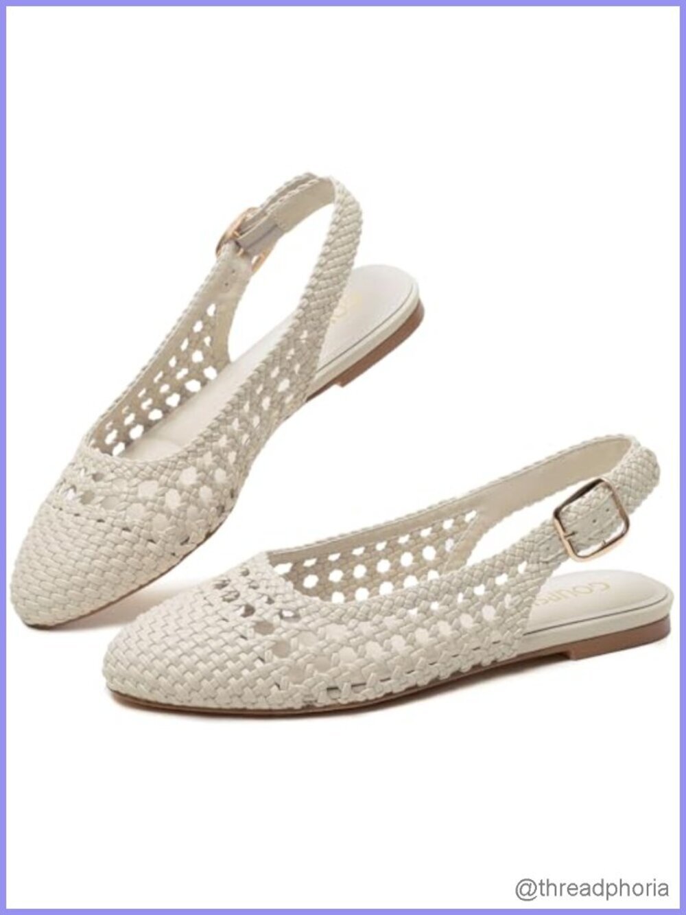 Hand Woven Faux Leather Ballet Flats with Adjustable Buckle Strap